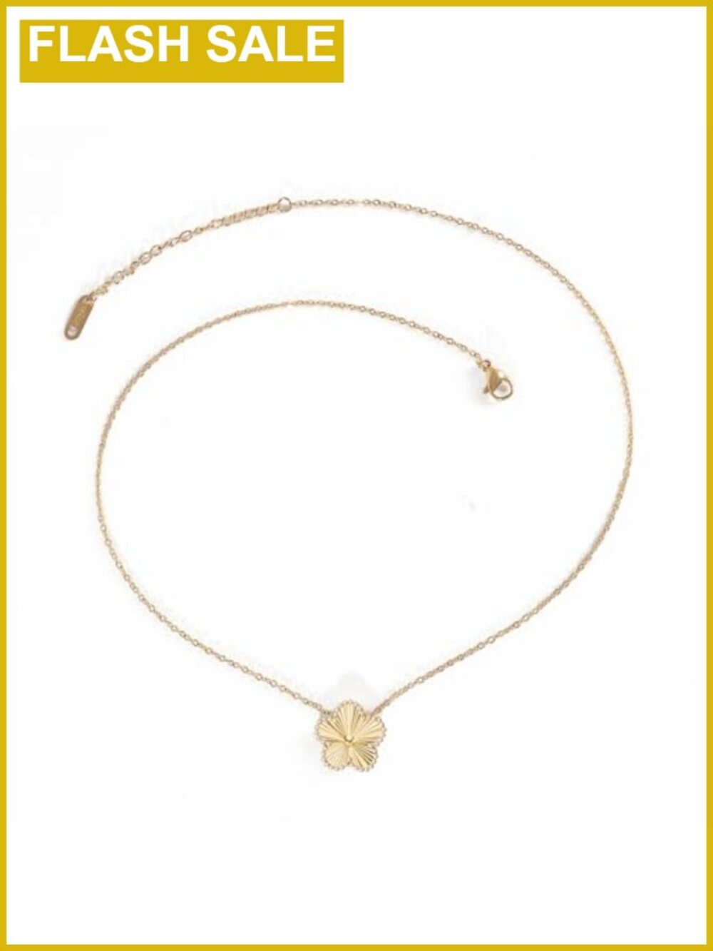 18K Gold Plated Four Leaf Clover Necklace Double Sided Pendant Dainty Lucky